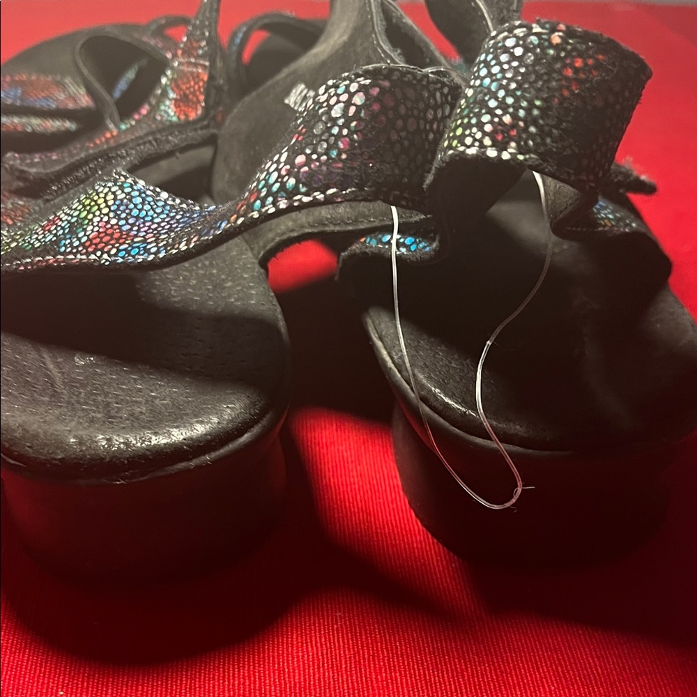 Spring Step Black Multi-Colored Textured Strappy Sandals - Picture 3 of 6